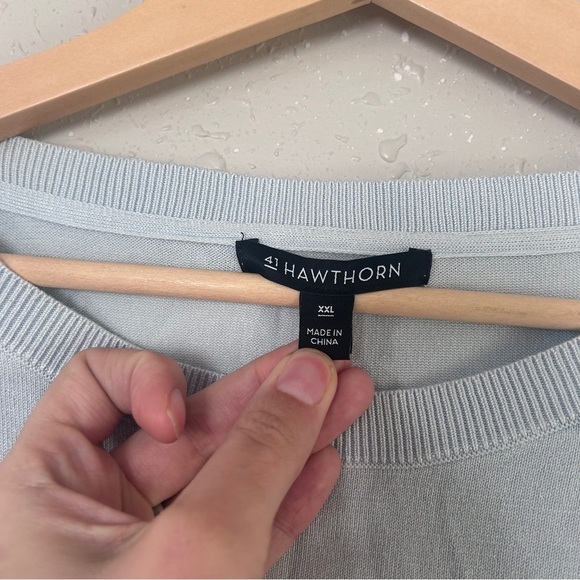 41 Hawthorne Light Blue Top Blouse with Flared Sleeves Casual Stretch Soft XXL - Picture 2 of 5